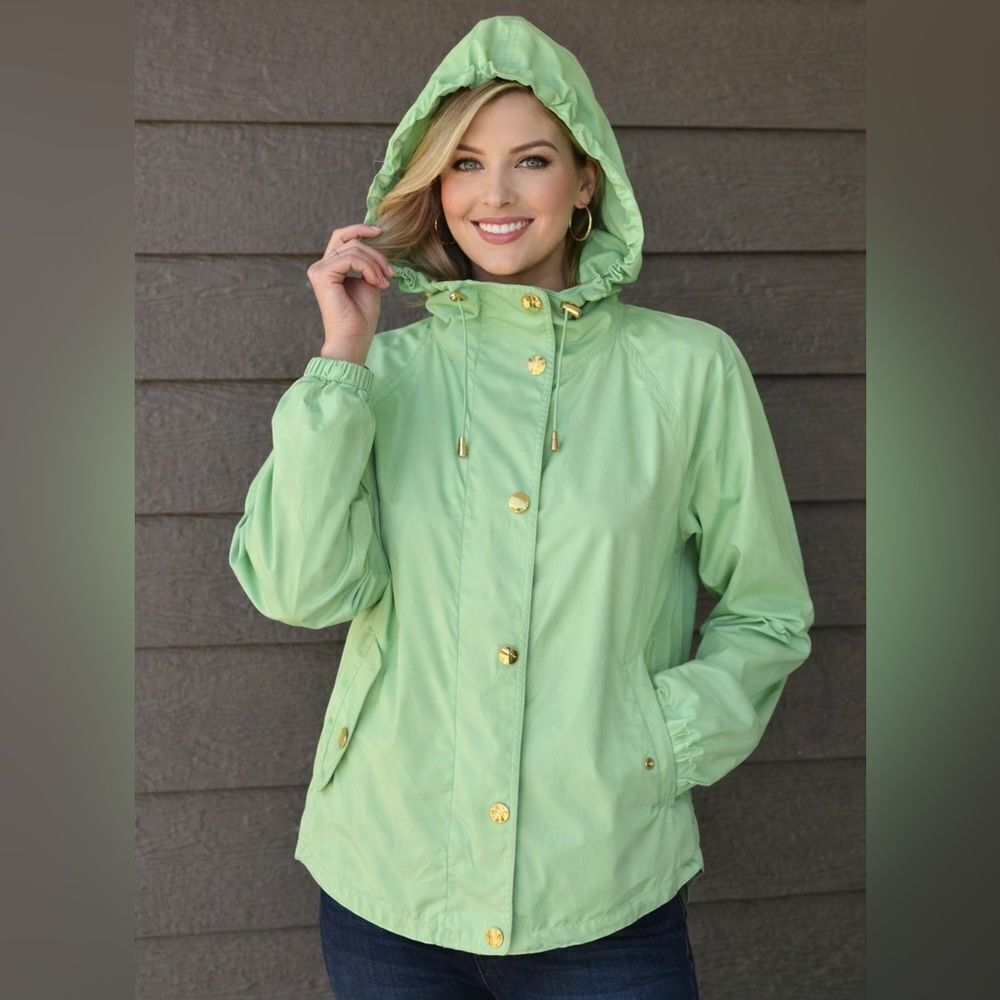 Lauren Ralph Lauren Mint Green Hooded Windbreaker Jacket